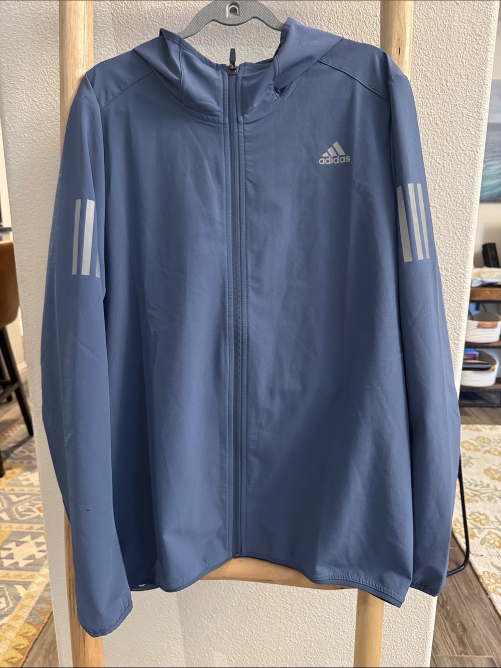 adidas Men's Slate Blue Full-Zip Hooded Performance Response Jacket large L NWT